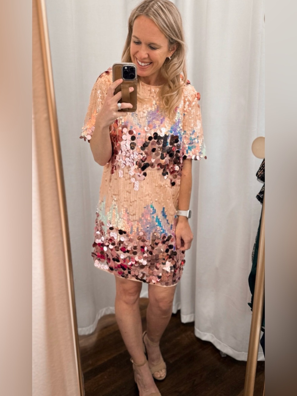 Flying Tomato Pink Iridescent Sequin Mini Dress Sz L NWT